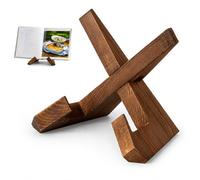 Wooden Cookbook Holder for Display Stand, Distinct Wood Grain Recipe Book Stand Removable Durable, Farmhouse Portable Recipe Book Holder for Kitchen Hands-Free, Reading Book Display(Wood Color)