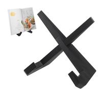Wooden Cookbook Stand for Kitchen Counter, Rustic Black Recipe Holder | Solid Wood Polished Grain Finish, Compact Footprint for Tablets and E-readers, Bookshelf Styling