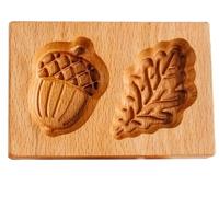 Wooden Cookie Cutters, 3D Carved Stamps, Non-Stick Baking Molds for Shortbread, Mooncake, Holiday Kitchen Decoration