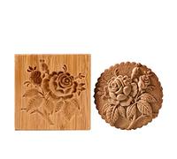 Wooden Cookie Mold, 3D Carved Embossing Molds, Family Christmas Halloween Party Cookie Cutter, Craft Decorating Baking Tool, Flower