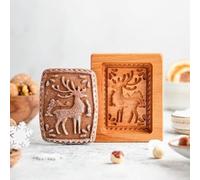 Wooden Cookie Mold - Biscuit Baking Cutter, Carved Embossing Stamp for DIY Shapes, Gingerbread
