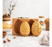 Wooden Cookie Mold - Biscuit Baking Cutter, Embossing Stamp for DIY Shapes, Gingerbread, Pine Cone (Eggs)