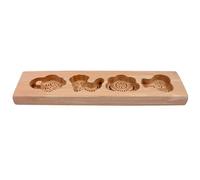 Wooden Cookie Mold for Four Mooncakes, DIY Baking Supplies | Beige Wood, Makes Four Patterned Pieces at Once, for Mid Autumn Festival and Afternoon Tea
