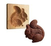 Wooden Cookie Molds- 10x10x2cm Reusable DIY Pastry Mould Baking Tool | Cookie Cutter Molds Press | Squirrel And Pine Cone Shapes | Cookie Stamp Moulds For Bakers Parents Beginners Professionals