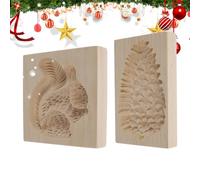 Wooden Cookie Molds - 3D Carved Beechwood Cookie Moulds, Press Stamp for Home Baking, 3D Squirrel and Pine Cone Stamp Mold | for Beginner Easter Halloween Christmas Dessert Party Holiday Home