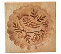 Wooden Cookie Molds, 3D Carved Shortbread Mold, 3.9 Inch Non Stick Cookie Stamps, Reusable Molds for Baking Cookies Biscuit Shortbread Mold