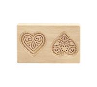 Wooden Cookie Molds,3D Carved Wooden Cookie Biscuit Cutter Embossing Molds,DIY Shortbread Craft Baking Tool,Biscuit Press Stamp Molds for Baking Moulds Christmas Halloween (Double Heart)