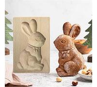 Wooden Cookie Molds,3D Carved Wooden Cookie Biscuit Cutter Embossing Molds,DIY Shortbread Craft Baking Tool,Biscuit Press Stamp Molds for Baking Moulds Christmas Halloween (Rabbit)