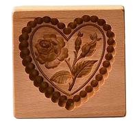 Wooden Cookie Molds, 3D Heart Rose Cookie Cutter Biscuit Baking Molds, Embossing Craft Decorating Baking Tools for Halloween Thanksgiving Christmas