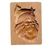 Wooden Cookie Molds Carved Santa Cookie Stamps 3D Press Embossing Baking Mold for Christmas Biscuits, Bread, Muffins, Fudge, Sandwiches, Cheese, Dough Decorating