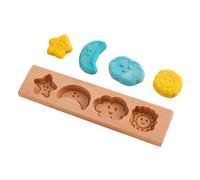 Wooden Cookie Molds, Cracker Cutter Stamp, Cute Pattern Press, Reusable Hand-Carved Design, Non-Stick Base, for Pastry Chocolate Fondant Baking Use,11.81x2.76 Inches