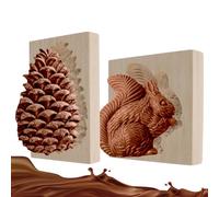 Wooden Cookie Molds - Squirrel Cookie Cutter Set, 2 Pieces Reusable Cutter, 3D Squirrel and Pine Cone Stamp Mold | for Beginner Easter Halloween Christmas Dessert Party Holiday Home