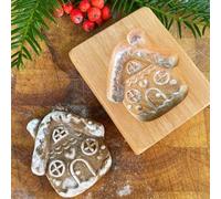 Wooden Cookie Mould, 3D Carved Wooden Cookie Cutter Embossing Mold, Various Shapes, Biscuit Press Stamp Molds for Baking Moulds Christmas Thanksgiving Halloween Easter Kitchen DIY (Treehouse)