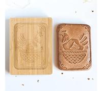 Wooden Cookie Mould, 3D Carved Wooden Cookie Cutter Embossing Mold, Various Shapes, Biscuit Press Stamp Molds for Baking Moulds Christmas Thanksgiving Halloween Easter Kitchen DIY (Chicken)