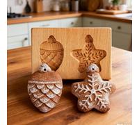 Wooden Cookie Mould, Cookie Stamps for Biscuits, Wooden Biscuits Cutter Embossing Mold, Realistic Wood 3D Stamps Mould, for Celebration Home Cooking Kitchen Baking Crafting