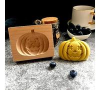 Wooden Cookie Moulds Pumpkin Shape | 3D Carved Halloween Biscuit Press Stamp for Baking, Spooky DIY Gingerbread Shortbread Shapes, Reusable Cute Cutter for Christmas Halloween Party Treats (Pumpkin)