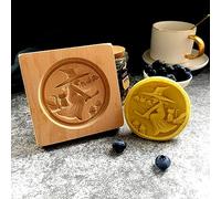 Wooden Cookie Moulds Witch Shape | 3D Carved Halloween Biscuit Press Stamp for Baking, Spooky DIY Gingerbread Shortbread Shapes, Reusable Cute Cutter for Christmas Halloween Party Treats (Witch)