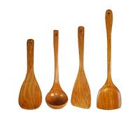 Wooden Cooking Utensils Set, 4-Piece Wood Spoons Spatula Kitchen Utensils for Cooking, Non-Stick Pans Healthy Bamboo Wooden Non Scratch