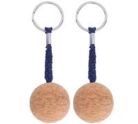 Wooden Cork Keyring, Keychain Ring, Large Ball Keyring With String, 2pcs Floating Cork Keyring Wooden Ball Key Ring Float Sailing Boat Canoe Water Sports Accessori (Black)