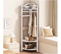 Wooden Corner Hall Tree with Shoe Storage - Space-Saving Entryway Coat Rack & Shelf for nizing Shoes Jackets and Accessories