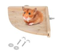 Wooden Corner Platform Rest Stand, Natural Wood Corner Shelf Bird Cage Accessory for Parrot Hamster Chinchilla Small Pet, 7.09 x 7.09 x 1.57in