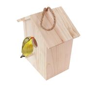 Wooden Cottage Bird Nesting Box - Nest Box With Clear Window | Birdhouse With Suction Cup For Tree Hanging Nest Winter Balcony Garden Backyard Bird Houses