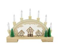 Wooden Cottage Decor with LED Illumination, Small Glowing House Ornament for Desktop, Shelf, Living Room - Battery Powered, Warm White Light for Indoor Christmas Village