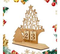 Wooden Countdown - 7.87x7.87 Inches, 2025 House Shaped Christmas Calendar Desktop Decorations | Hollow Letters Design Table Sign For H