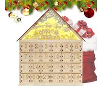 Wooden Countdown Calendar: Christmas Elk House, Diamond Display, Festive Drawer Decoration Set | Charming Rustic Illuminated Wooden Rea Decor