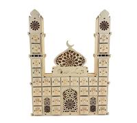 - Wooden | Countdown -dar For Kids | 30 Days Fun Activity Calendar With Light, Wooden Castle Shape Decorations, Mosque Carved Design For Home, Party