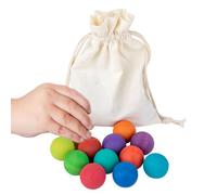Wooden Counting Balls - Twelve Small Rainbow Balls 12 Pieces Color Sorting Educational Game Activity Toy Kit Fine Motor Development Learning Toy for Kids