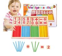 Wooden Counting Blocks and Sticks - Educational Number Counting Maths Sticks, Childrens Counting Games Number Rods, Wooden Number Counting Intelligence Stick