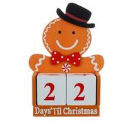 Wooden Couple Gingerbread Man Countdown Block to Christmas 2025, Wooden Block Perpetual Calendar for Desk Decoration, Xmas Square Number Sign Tabletop Calendar (Men's Style)