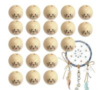 Wooden Craft Beads - Cat Head Smile Face Beads for DIY Bracelet Making | Natural Round Wooden Beads for Jewelry Crafts Bookmarks Art Supplies Gift Made