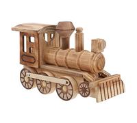 Wooden Crafts Wood Steam Train Figurine Train Model Retro Locomotive Ornaments Steampunk Statue Crafts Desktop Decor for Boys Home Office Decor Engineering
