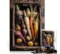 Wooden Crate Filled with Root Vegetables 1000 Pieces Jigsaws Adults Puzzles Logic Practice Pleasant Leisure Clean Edges Perfect Present (38x26cm)