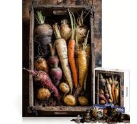 Wooden Crate Filled with Root Vegetables Hard Jigsaw Puzzle for Adults 1000 Pieces Memory Enhance Time Well Spent Neat Edges (38x52cm)
