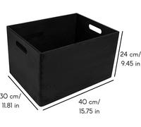 Creative Deco XXL Black Wooden Crate with Handles | 39 x 29 x 23 cm (+/- 1 cm) | Natural Wood Easter Storage Box | Gift Box Wooden Crates for Kitchen Home Storage Documents