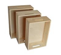 WOODEN CRATE WITH HANDLES PLAIN WOOD DECOUPAGE BIG SRD