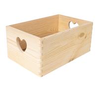 Wooden Crate with Heart Handles | Plain Unpainted Storage Box | Natural Wood
