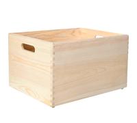 Creative Deco XXL Wooden Crate with Handles | 40 x 30 x 24 cm (+/- 1 cm) | Plain Unpainted Easter Storage Box | Natural Wood | Gift Box Wooden Crates for Kitchen Home Storage Documents
