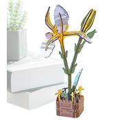 Wooden - Creative Flower Set, Model Kit 24.5 x 16.5 x 1 cm for Adults and Children Decorative Plug-in Game for Shelf, Living Room Table, Family Project, Classroom Activities, NA