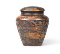 Wooden Cremation Urn for Human Ashes Adult - Handcrafted Fractal Wood Burning Funeral Urn Box - Decorative Burial Memorial Urns Keepsake for Men & Women - Thunder Storm Design