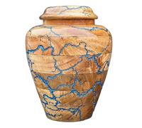 Wooden Cremation Urn for Human Ashes Handcrafted Urn for Adult Men & Women Memorial Urn for Ashes Decorative Burial & Funeral Urn (Blue, Large 200lbs)