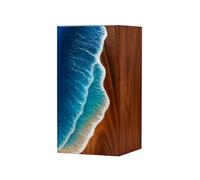 Wooden Cremation Urn with Epoxy Resin Ocean Wave Design - Handmade Memorial Box for Ashes, Custom Engraved Funeral Keepsake for Human or Pet (Personalized, (Keepsake - 5" Hx4 W (20 Cu/in))