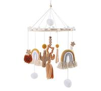 Wooden Crib Mobile Toy - High Contrast Visual Stimulation for Newborns, Soft & Safe Nursery Decor for Baby Cribs, Bassinets - Neutral Colors, Perfect Baby Shower Gift (48x25.5cm)