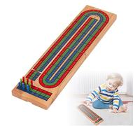 Wooden Cribbage Board Game Set, Portable Classic Family Game Travel Cribbage Board,3 Track Folding Cribbage Board with Cards & Pegs, Classic Travel Crib Board for 2-3 Players, Fun Family Game (A)