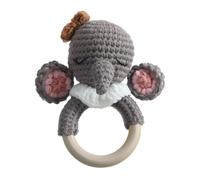 Wooden Crochet Baby Rattle - Crochet Animal Handmade Rattle,Soothing Teether Toy, Easter Basket Stuffers, Stuffed Animals, Baby Shower Decor for Kids