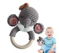 Wooden Crochet Baby Rattle - Handmade Crochet Animal Rattle | Easter Basket Stuffers, Educational Soothing Teether Toy, Stuffed Animals for Children Nursing