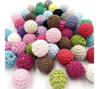 Wooden Crochet Beads 20mm 50pc Mix Color Beads DIY Accessories for Making Necklace Bracelet